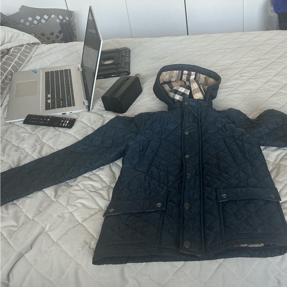 Burberry Dark Blue Quilted Hooded Jacket
